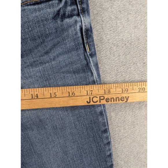 Abercrombie Fitch Jeans Womens SZ 6 Blue Slim Straight Raw Hem Faded Whiskers - Picture 6 of 14